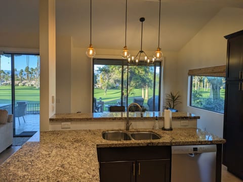 kitchen looking out to expansive double fairway on the Championship course.