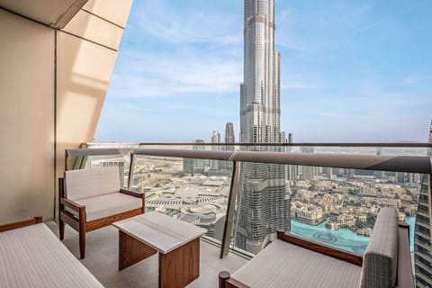 Sky-High Terrace: Unwind with breathtaking views of the iconic Burj Khalifa and Dubai skyline!