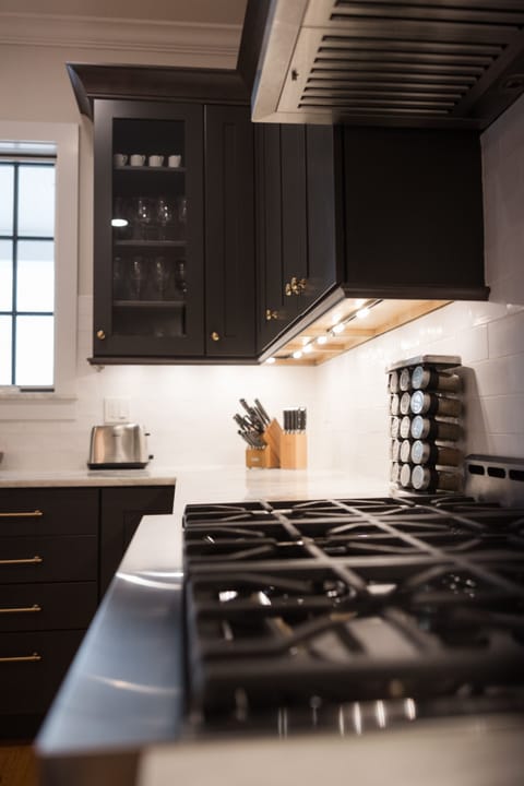 A gas stove is provided for your convenience, creating a delightful culinary experience in the comfort of your own home.