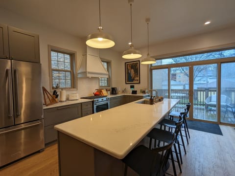 Full kitchen with anything you might need for making meals.