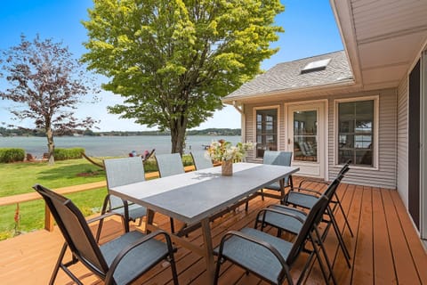 Dining space on the patio for 8 people with beautiful view of the bay.