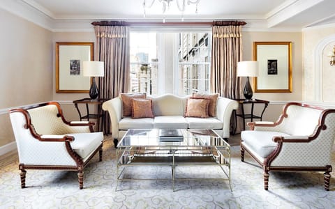 Sink into refined seating for relaxed, fireside-style conversation