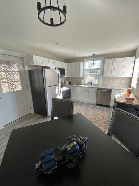 Kitchen area with Movable Kitchen Island