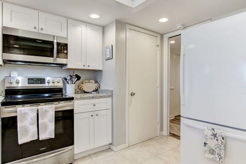 Kitchen with stainless steel appliances