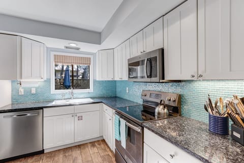 Kitchen with stainless steel appliances
