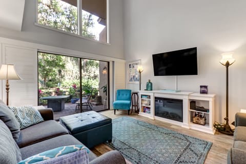 Living room with views to patio