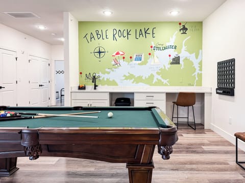 Desk area and pool table to enjoy