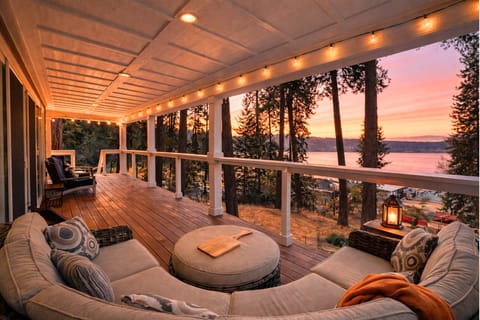 Large deck located off the main living area with views of Lake Coeur d'Alene.