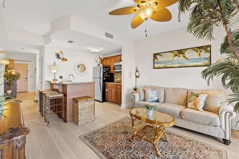 Living area and kitchen