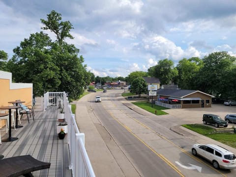 This is the view to the south from our patio. We have a roof top patio for all the guests to use. There is no longer a direct view of the lake from the patio. 