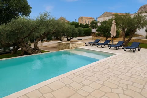 Private Pool Area – Surrounded by Olive Trees and Sun Loungers

