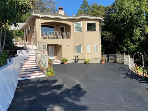 House front and secured parking area