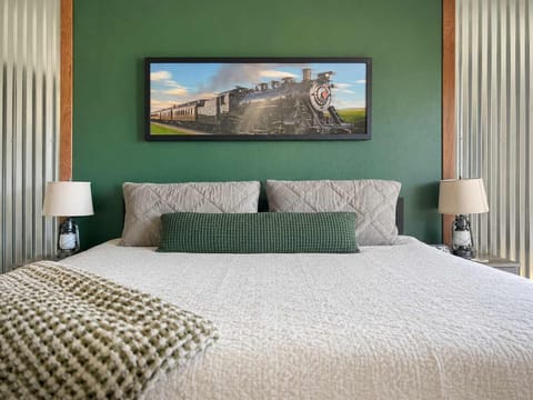 King bed in a newly repainted suite