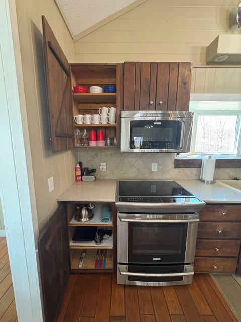 Fully sticked kitchen for cooking and baking