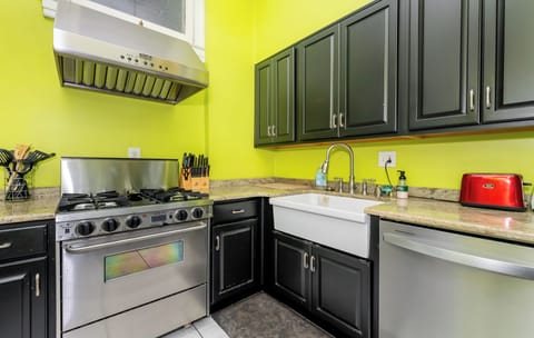 Kitchen with high end gas range