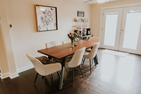 Comfortable chairs and large table help create a wonderful gathering area! 