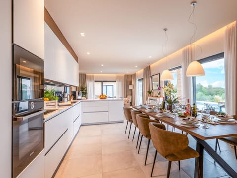 Interior Design, Flooring, Floor, Apartment, Ceiling, Kitchen, Kitchen & Dining Room Table, Countertop, Chair, Houseplant