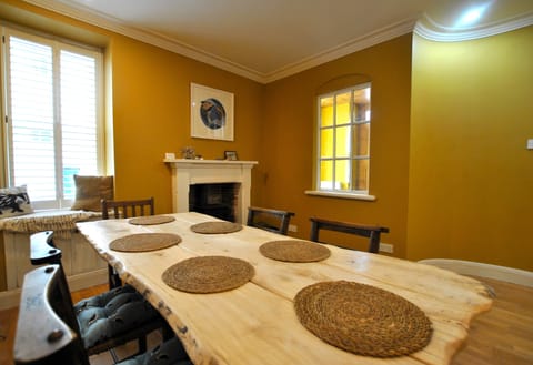 The large dining table is perfect for gathering around