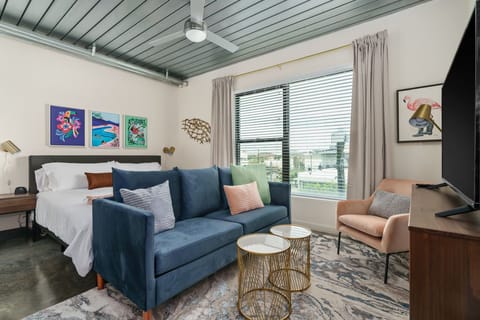 Experience true comfort in this cozy living area with a smart TV.