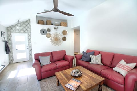 Sink into the comfy couches while you enjoy the airy Moroccan influenced space.