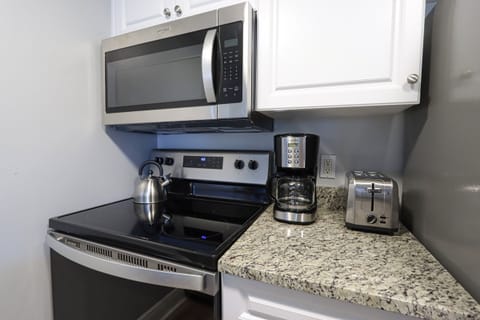 Kitchen with stainless steel appliances