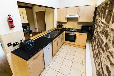 Kitchen cabinets, fridge, oven, hob and sink