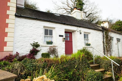 Outside of Maes yr Afon Cottage, cottage garden, front door