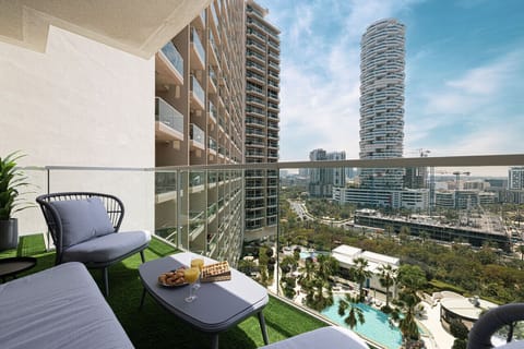 Private balcony with pool view