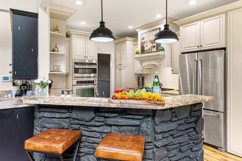Stylish kitchen bar area ideal for casual dining and socializing