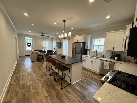 Open floor plan fosters fellowship and good times. 