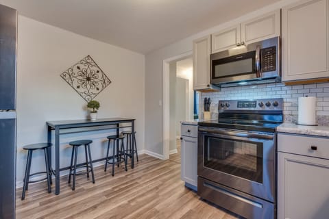 There's a small seating area in the kitchen, too.