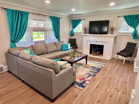 Cuddle up on the large, cozy sectional and stream your favorite shows