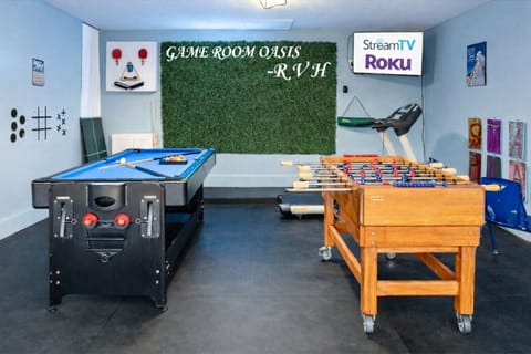 Multiple options for connecting in the gameroom+ 48` streaming TV + clover wall.