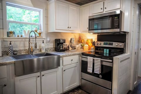 Thoughtfully stocked kitchen for home-style cooking.