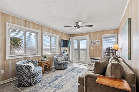 The ocean front living room is fabulous for movie night with the family.