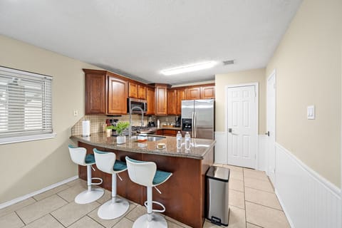 Coffee bar includes regular coffee, decaf, tea, sugar, cream, and sweetener.