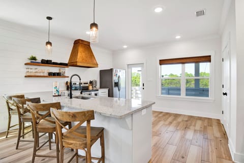 Spacious kitchen with a balcony