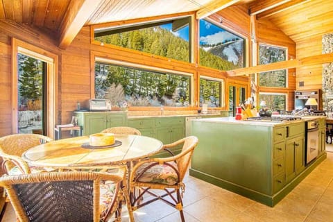 Sunny breakfast nook with river views