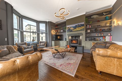 The impressive living area is found on the first floor of the property