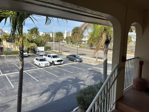 View from condo to the parking area and street