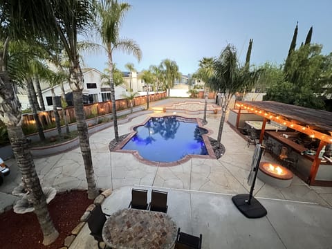 View of the pool from the master bedroom window