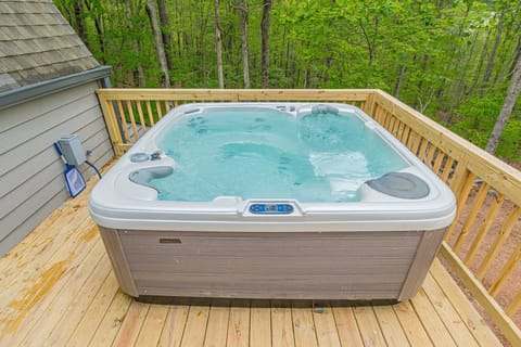 Head out to the 8 person hot tub