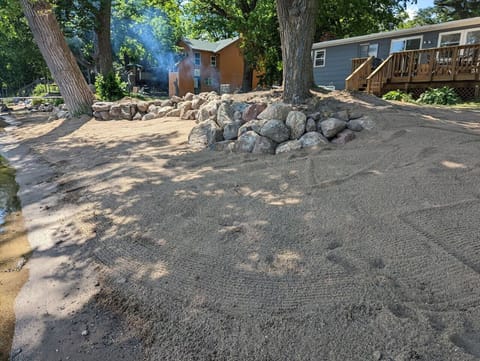 The beach (does change in size depending on the water levels)