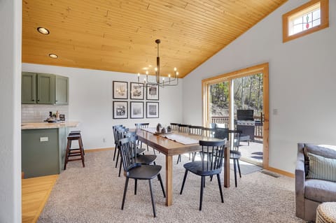 Share a meal or set up a game night at the beautiful dining table that seats 12.