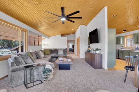 The living room opens to the dining area so your group will have plenty of space