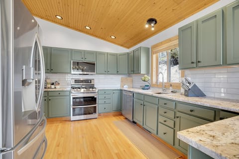 Prepare a large meal in the newly renovated kitchen that has everything you need