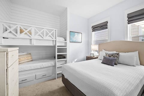 A spacious and fun bunk bed setup perfect for families or groups.