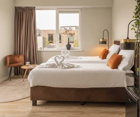 stylish room designed for both relaxation and productivity.