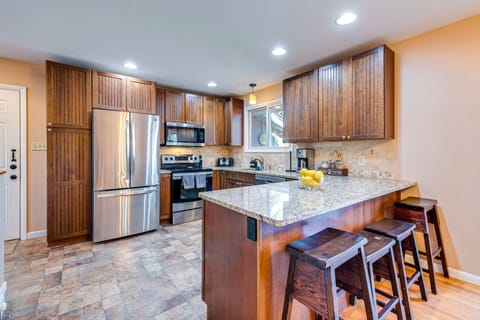 Kitchen | Bar Seating | Drip Coffee Maker w/ Coffee Provided | Main Level