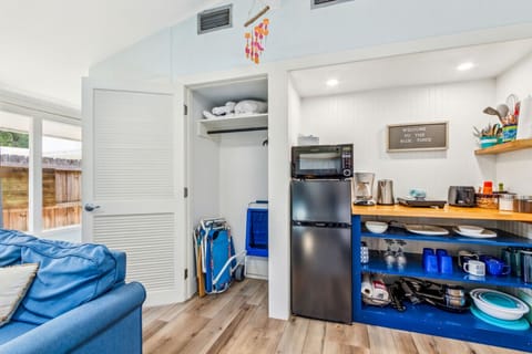 Kitchen essentials, coffee, and beach chairs